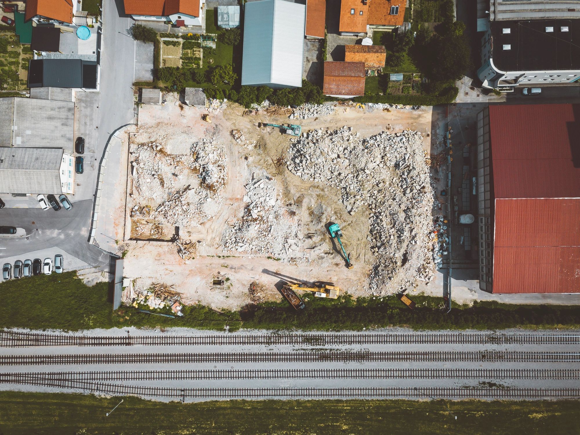 Aerial view of active land development site