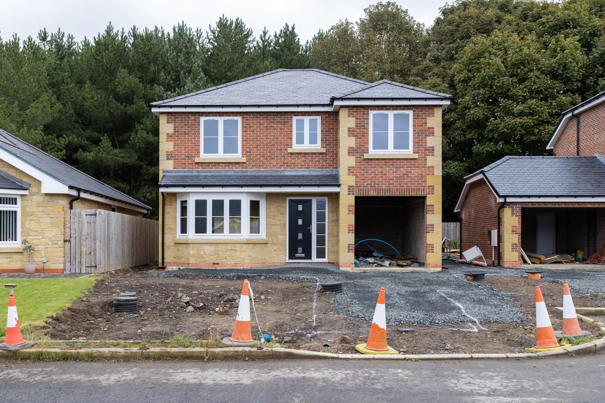 Development site with new home construction